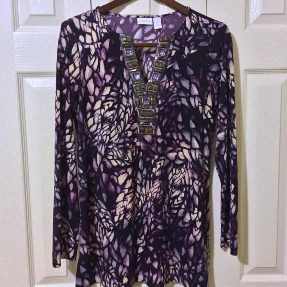 Chico's tunic - violet abstract floral print